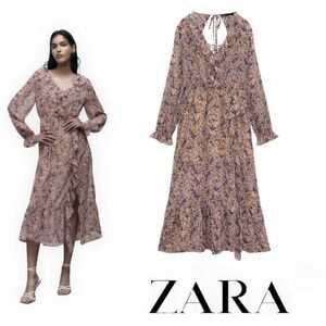 ZARA | Multicolored | RUFFLED PRINTED DRESS
